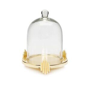 Glass Dome Candle Holder Gold Leaf Design
